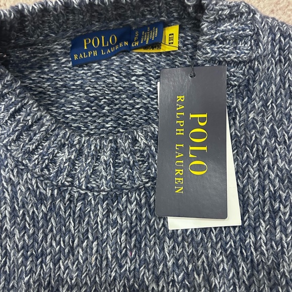 NWT Polo Ralph Lauren Logo Intarsia Pullover in Denim Marl - Small - Picture 5 of 8